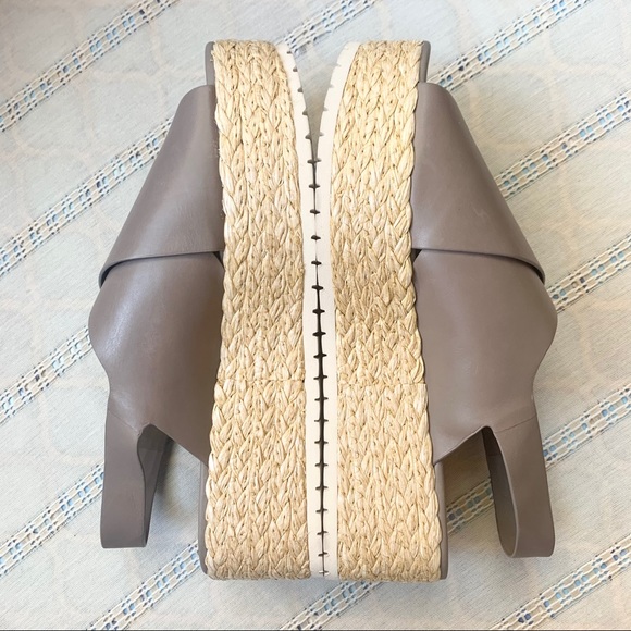 NWT Vince Jesson Espadrille Slingback Sandal Smoke Grey Platform Wedge Woven - Picture 7 of 11